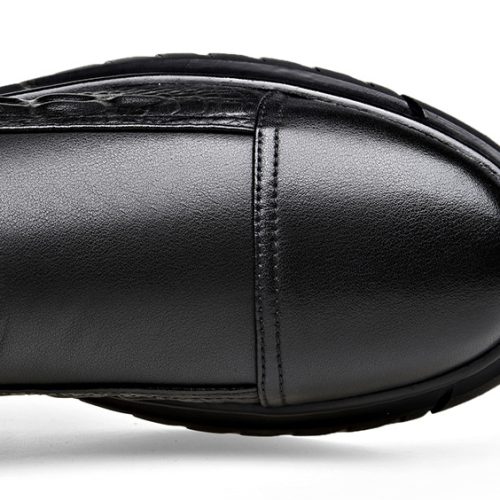 Giày boot nam công sở, đế cao su gót cao 4-5cm Navy GTD001 – Lớp lót ấm màu đen