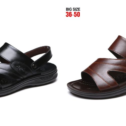 Dép nam big size, da bò thật mềm thoáng mát Navy GTD026-608 Nâu
