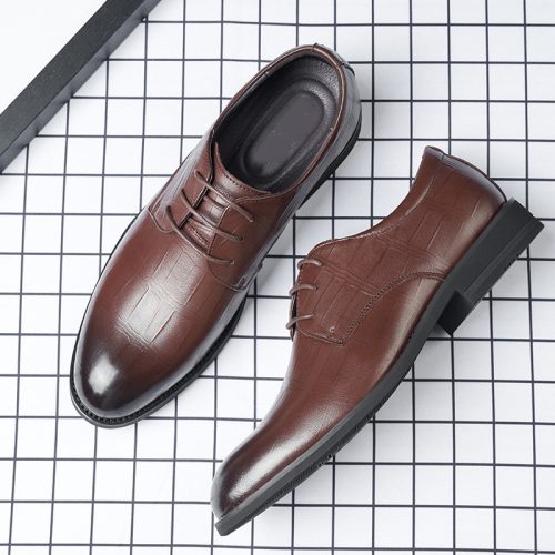 Giày tăng chiều cao công sở, cao su gót cao 3-4cm Navy GTD018-2901-61 Nâu