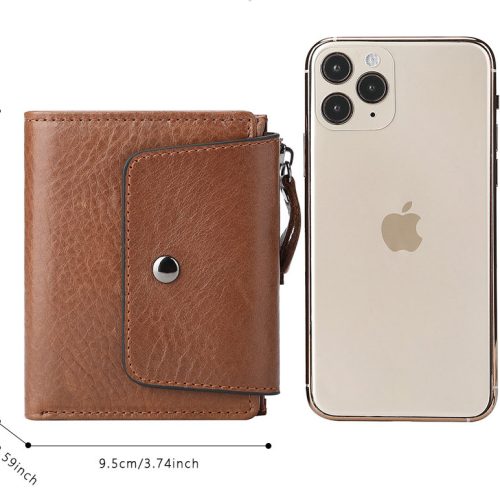 Bóp nam cao cấp, thời trang, khóa kéo gấp đôi Navy CVD054 – Màu nâu