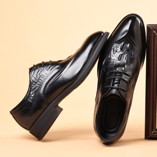 Giày da công sở, cao su gót cao 3-4cm Navy GTD017-Đen 189-1