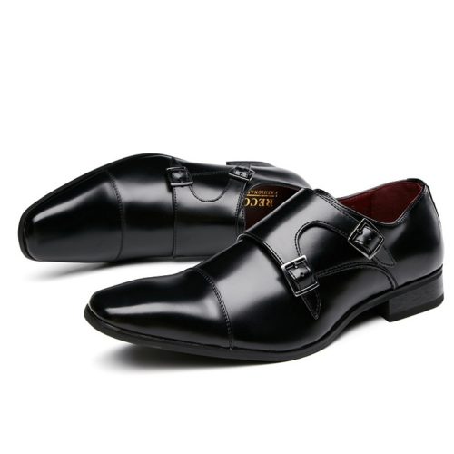 Giày tây công sở da nam đẹp, cao su gót cao 3cm Navy GTD037-Đen 3004-3