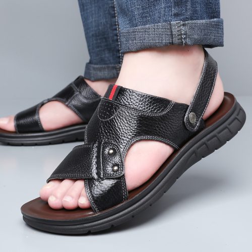 Giày sandal big size da bò thật Navy GTD025-Màu nâu