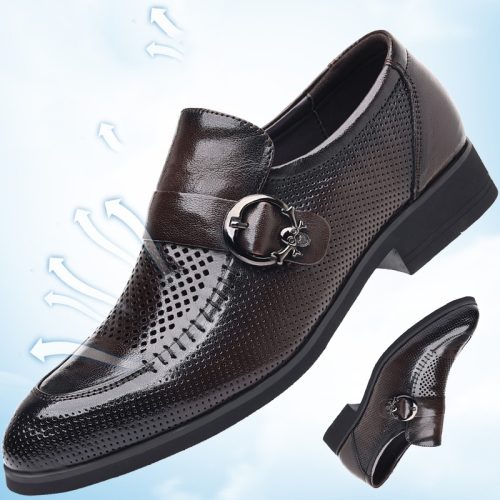 Giày tây công sở, cao su gót cao 3-4cm Navy GTD016-Đen (dép đế rỗng) da cừu 168W-2