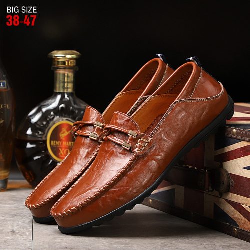 Giày lười da nam, cao su gót cao 2-3cm Navy GTD044- Đen