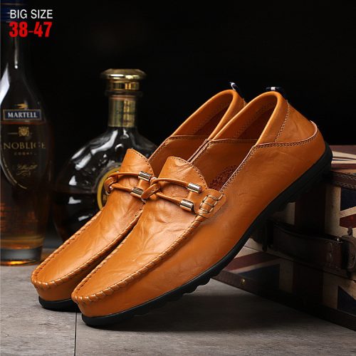 Giày lười da nam, cao su gót cao 2-3cm Navy GTD044- Đen