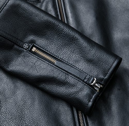 Áo khoác da Moto nam, da bò thật cổ đứng AKD023 Đen