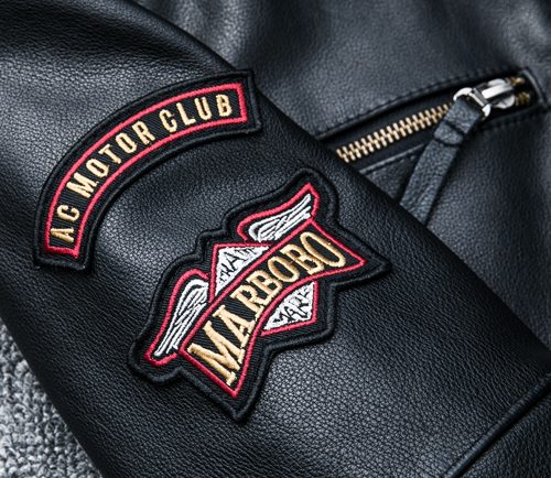 Áo khoác da Moto nam, da bò thật cổ đứng AKD023 Đen