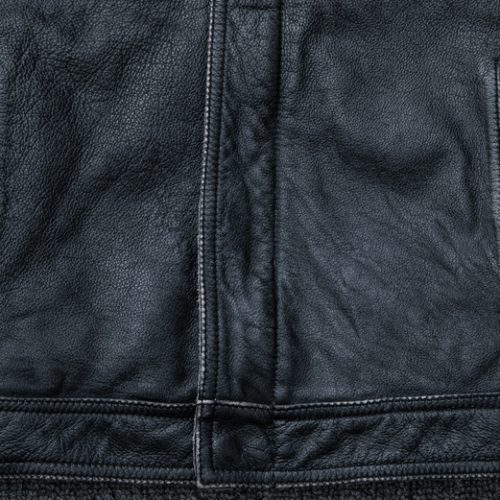 Áo da nam kiểu dáng mới, da bò thật có big size Navy AKD014 Đen