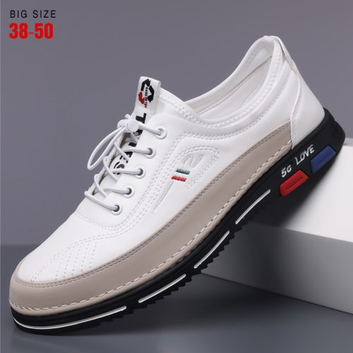 Giày ngoại cỡ da thật, cao su gót cao 3-4cm Navy GTD013-Màu xanh da trời