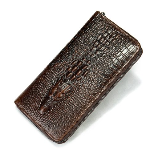 Bóp da bò vân cá sấu, da bò mỏng Navy CVD025 – Cà phê