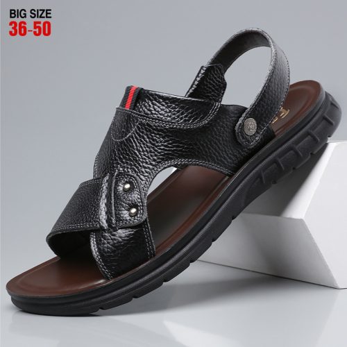 Giày sandal big size da bò thật Navy GTD025-Màu nâu