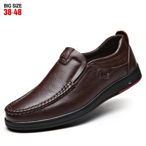 Giày lười công sở da bò, cao su gót cao 2-3cm Navy GTD028-Màu vàng