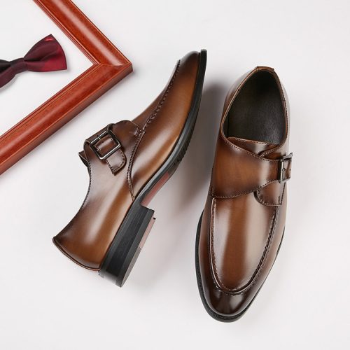 Giày tây Oxford, cao su gót cao 3-4cm Navy GTD022-Đen