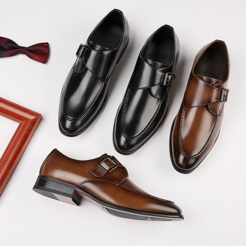 Giày tây Oxford, cao su gót cao 3-4cm Navy GTD022-Đen