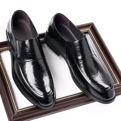 Giày tây da lộn, đế cao su gót cao 4-5cm Navy GTD006 – Đen