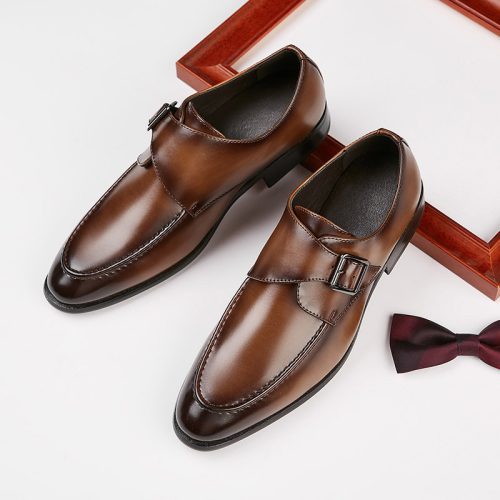 Giày tây Oxford, cao su gót cao 3-4cm Navy GTD022-Đen