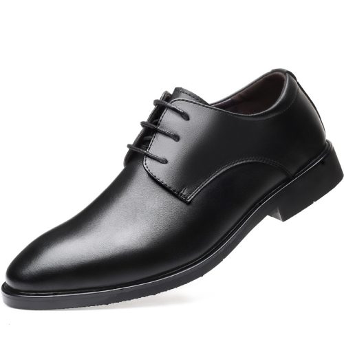 Giày Derby tăng chiều cao da thật, cao su gót cao 3-4cm Navy GTD023-Trắng