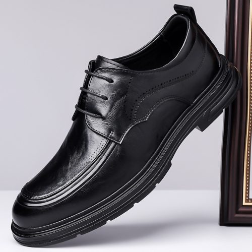 Giày tây tăng chiều cao da thật, cao su gót cao 6cm Navy GTD036-Màu nâu