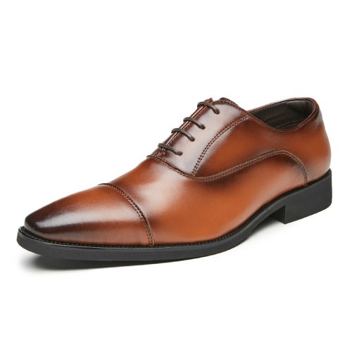 Giày tây tăng chiều cao lịch lãm, cao su gót cao 6cm Navy GTD020-Nâu (có tăng chiều cao bên trong)