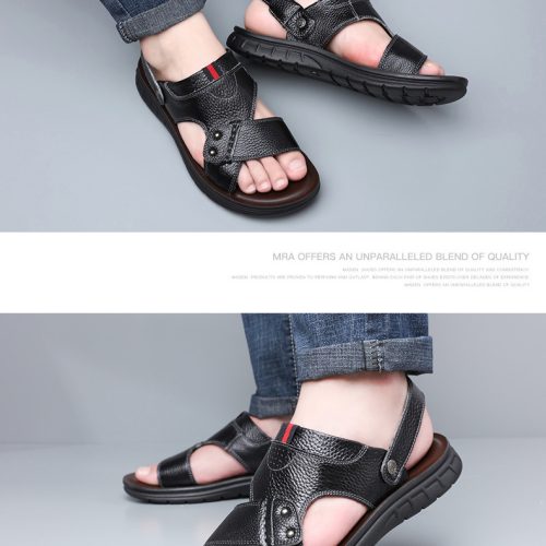 Giày sandal big size da bò thật Navy GTD025-Màu nâu
