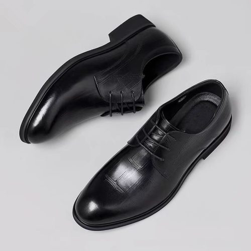 Giày da công sở big size, cao su gót cao 3-4cm Navy GTD015- 8533 Đen