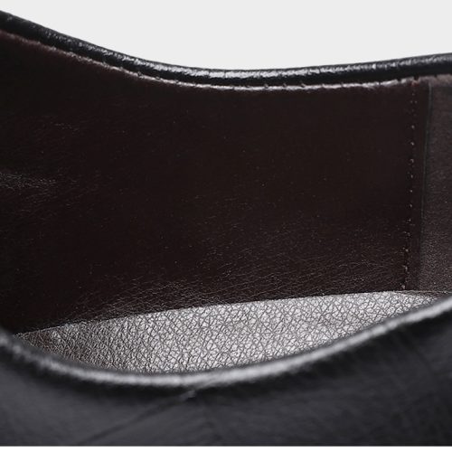 Giày tây cao cấp, cao su gót cao 3-4cm Navy GTD010- Đen (dệt trơn) big size từ 35-50