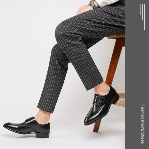 Giày tây Oxford, cao su gót cao 3-4cm Navy GTD022-Đen