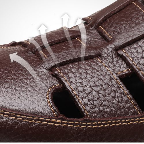 Dép da mềm thoáng mát, sandal big size Navy GTD027-Đen