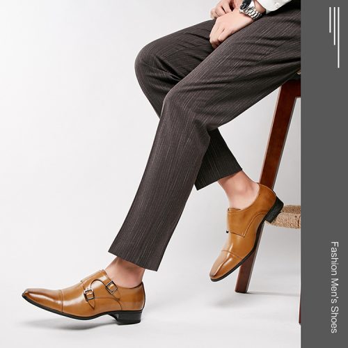Giày tây công sở da nam đẹp, cao su gót cao 3cm Navy GTD037-Đen 3004-3