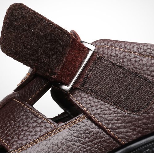 Dép da mềm thoáng mát, sandal big size Navy GTD027-Đen