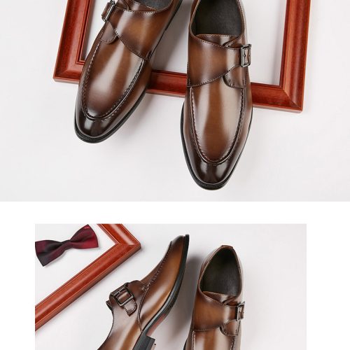 Giày tây Oxford, cao su gót cao 3-4cm Navy GTD022-Đen