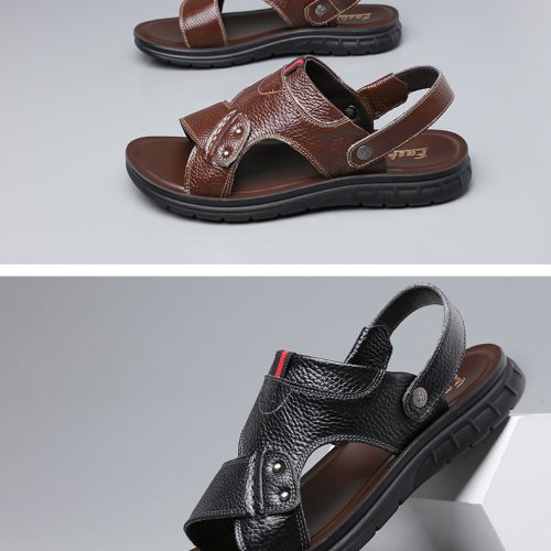 Giày sandal big size da bò thật Navy GTD025-Màu nâu