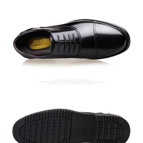 Giày tây công sở, cao su gót cao 3-4cm Navy GTD029-1018 Buộc dây (da bò)