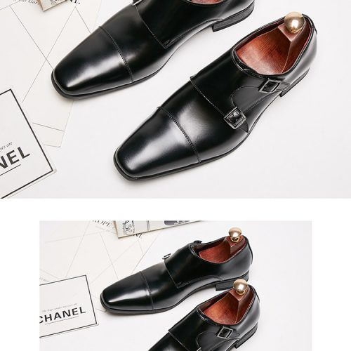 Giày tây công sở da nam đẹp, cao su gót cao 3cm Navy GTD037-Đen 3004-3
