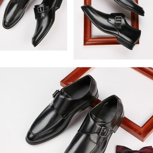 Giày tây Oxford, cao su gót cao 3-4cm Navy GTD022-Đen
