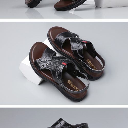 Giày sandal big size da bò thật Navy GTD025-Màu nâu
