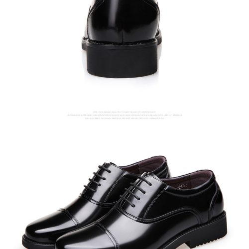 Giày tây công sở, cao su gót cao 3-4cm Navy GTD029-1018 Buộc dây (da bò)