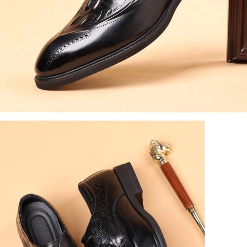 Giày da công sở, cao su gót cao 3-4cm Navy GTD017-Đen 189-1
