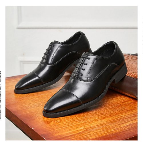 Giày tây tăng chiều cao lịch lãm, cao su gót cao 6cm Navy GTD020-Nâu (có tăng chiều cao bên trong)