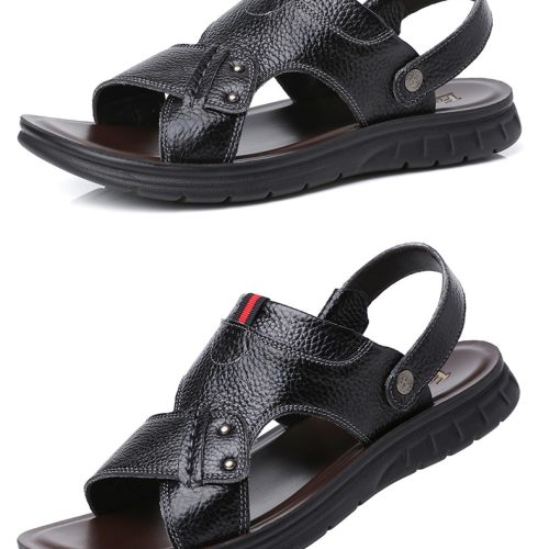 Giày sandal big size da bò thật Navy GTD025-Màu nâu