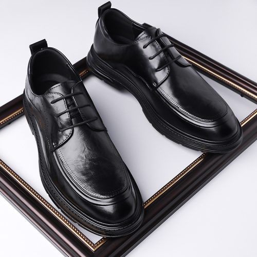 Giày tây tăng chiều cao da thật, cao su gót cao 6cm Navy GTD036-Màu nâu