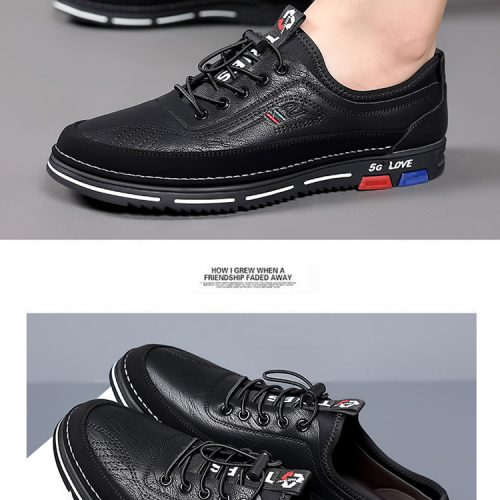 Giày ngoại cỡ da thật, cao su gót cao 3-4cm Navy GTD013-Màu xanh da trời
