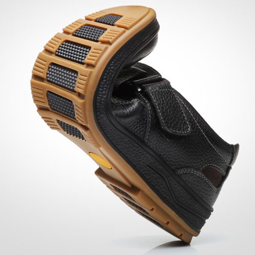 Dép da mềm thoáng mát, sandal big size Navy GTD027-Đen