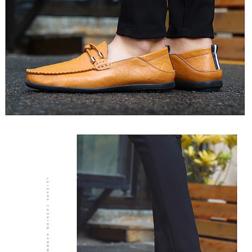 Giày lười da nam, cao su gót cao 2-3cm Navy GTD044- Đen