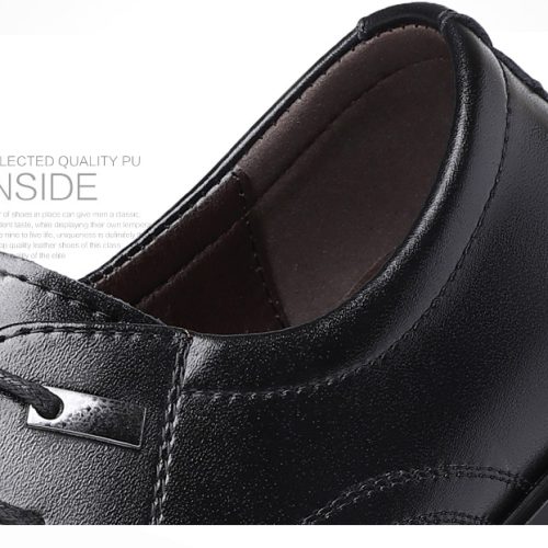 Giày tây nam đế cao su gót cao 3-4cm Navy GTD031- 8612 Đen (Kẻ caro) big size