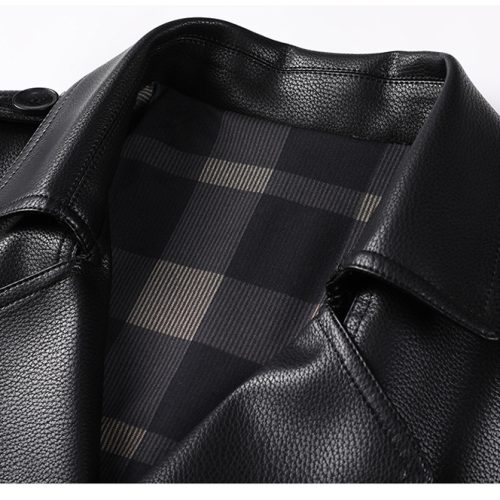 Áo khoác da cừu thật dáng dài thời trang AKD040 Đen