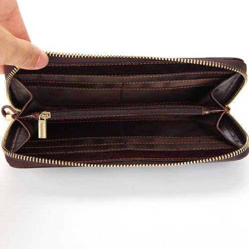 Ví cầm tay dài cho nam, da bò thật Navy CVD059 – Màu nâu