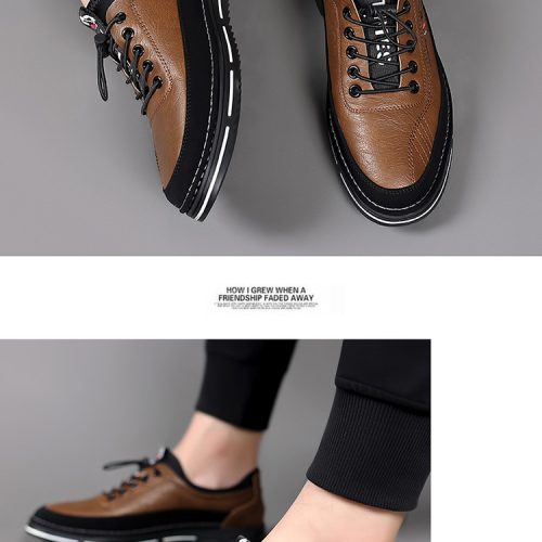 Giày ngoại cỡ da thật, cao su gót cao 3-4cm Navy GTD013-Màu xanh da trời
