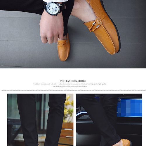 Giày lười da nam, cao su gót cao 2-3cm Navy GTD044- Đen